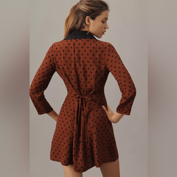 NWT! Reformation Galene Mini Dress - Fig Jam Polka Dot 🛼 - Picture 3 of 6